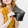 image:imagePortland Leather Goods Makeup Bag  Travel Friendly Cosmetic Bag with Zipper Closure for Organizing Makeup amp Toiletries  Handmade from the Finest FullGrain Hides  Large HoneyBlack