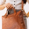 image:imagePortland Leather Goods Medium Crossbody Zipper Tote for Women  Handmade from the Finest FullGrain HidesMeadow