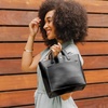 image:imagePortland Leather Goods Mini Snap Crossbody Tote Bag for Women  Handmade Snap Closure Durable amp Unlined  Outside Pocket  SnapBlack