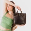 image:imagePortland Leather Goods Mini Snap Crossbody Tote Bag for Women  Handmade Snap Closure Durable amp Unlined  Outside Pocket  SnapColdbrew