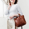 image:imagePortland Leather Goods Mini Snap Crossbody Tote Bag for Women  Handmade Snap Closure Durable amp Unlined  Outside Pocket  SnapNutmeg
