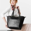 image:imagePortland Leather Goods Zipper Tote Bag  Handmade Durable amp Unlined  Interior amp Exterior PocketsBlack