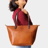 image:imagePortland Leather Goods Zipper Tote Bag  Handmade Durable amp Unlined  Interior amp Exterior PocketsHoney