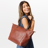 image:imagePortland Leather Goods Zipper Tote Bag  Handmade Durable amp Unlined  Interior amp Exterior PocketsNutmeg