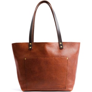 image:imagePortland Leather Goods Classic Medium Tote Bag  Handmade Open Top Durable amp Unlined  Interior amp Exterior PocketsNutmeg