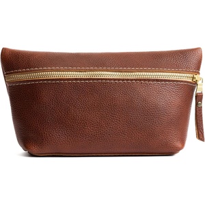image:imagePortland Leather Goods Makeup Bag  Travel Friendly Cosmetic Bag with Zipper Closure for Organizing Makeup amp Toiletries  Handmade from the Finest FullGrain Hides  Large HoneyNutmeg