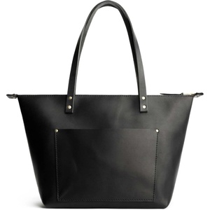 image:imagePortland Leather Goods Zipper Tote Bag  Handmade Durable amp Unlined  Interior amp Exterior PocketsBlack