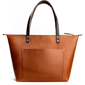 image:imagePortland Leather Goods Zipper Tote Bag  Handmade Durable amp Unlined  Interior amp Exterior PocketsHoney