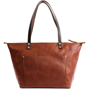 image:imagePortland Leather Goods Zipper Tote Bag  Handmade Durable amp Unlined  Interior amp Exterior PocketsNutmeg