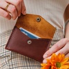image:imagePortland Leather Goods Mini Envelope Wallet for Women  Handmade from the Finest FullGrain Hides  Features Two Interior Pockets with Secure Snap Closure  BacalarCognac