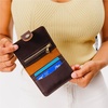 image:imagePortland Leather Goods Womens Bifold Wallet  Slim Design with Secure Snap 8 Card Slots amp Interior Zipper Pocket  HoneyGrizzly