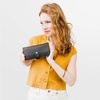 image:imagePortland Leather Goods Womens Bifold Wallet  Slim Design with Secure Snap 8 Card Slots amp Interior Zipper Pocket  HoneyL Black