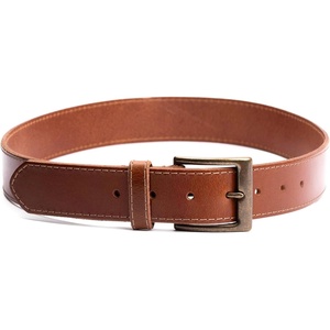 image:imagePortland Leather Mens Artisan Leather Belt  JavaPecanJet BlackAmber  1 Wide with Antiqued Brass BuckleAmber