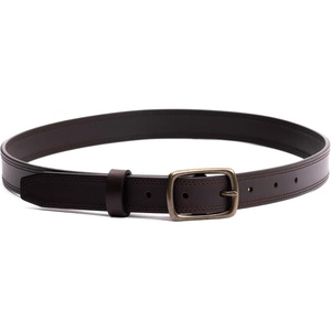image:imagePortland Leather Womens Slim Double Stitch Leather Belt  Solid Brass Buckle  1 WideUmber